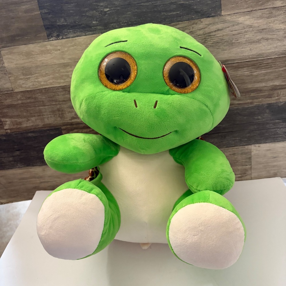 Ty Beanie Boos Turbo the Turtle Large 16 Inch Green Plush Glitter Eyes 36888